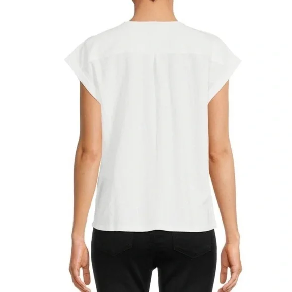 NWT BOBEAU V Neck white top blouse dolman cap sleeves women's size XS NEW - Picture 2 of 7